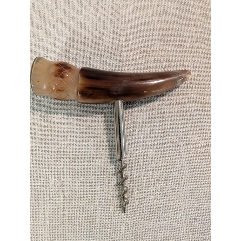 Horn Handle Animal Shape Corkscrew Barware Vintage Decorative